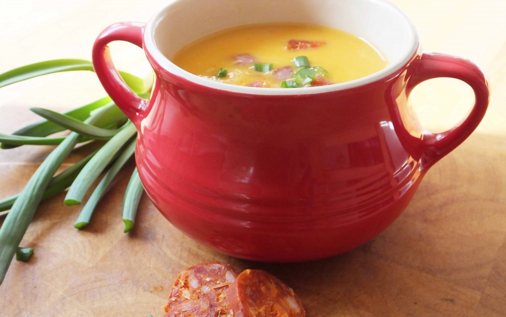 Sweet potato bacon and chorizo soup - Pikalily food blog