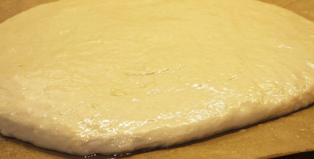 Focaccia dough flattened - Pikalily food blog