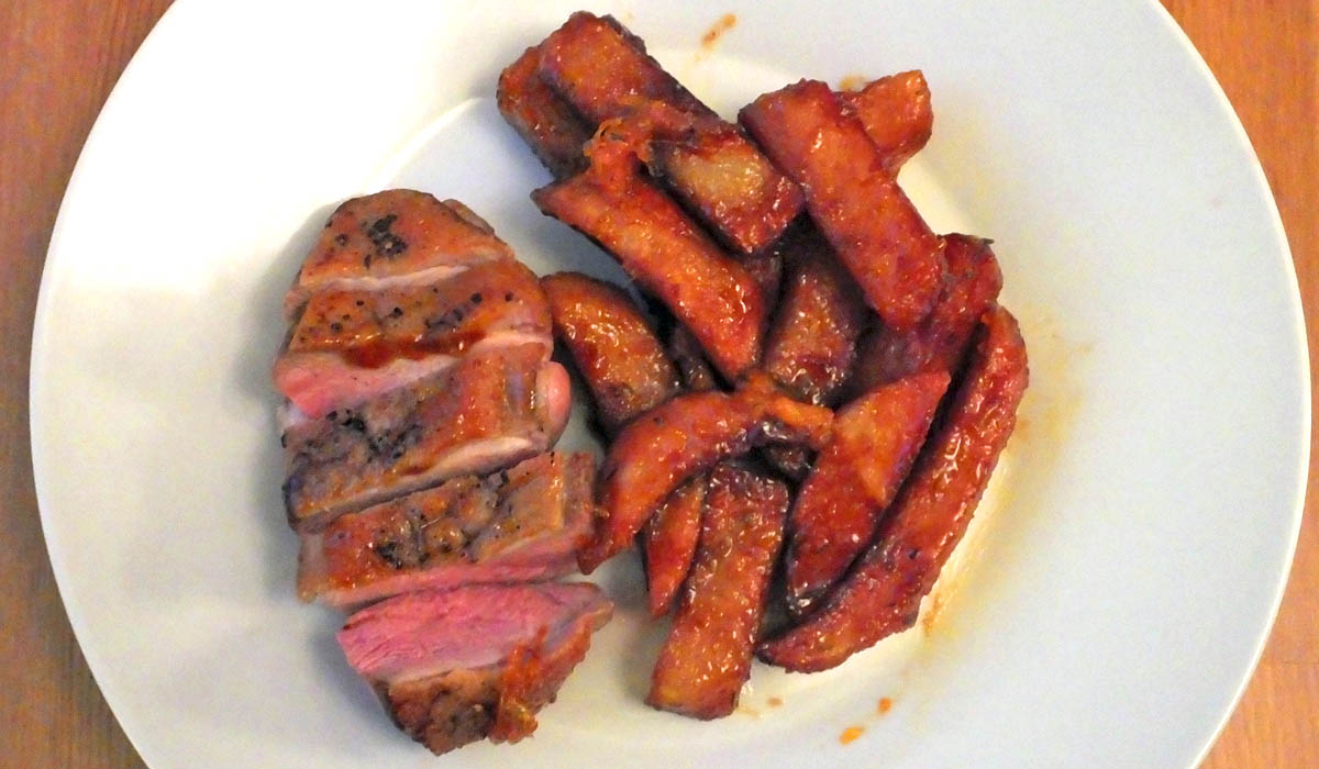 Duck a lorange with honey glaze chips - Pikalily food blog