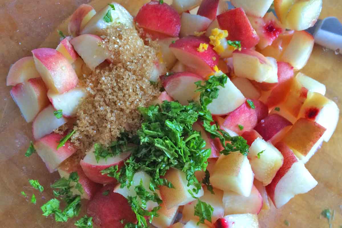 Mint peach crumble ingredients - Pikalily Food Blog
