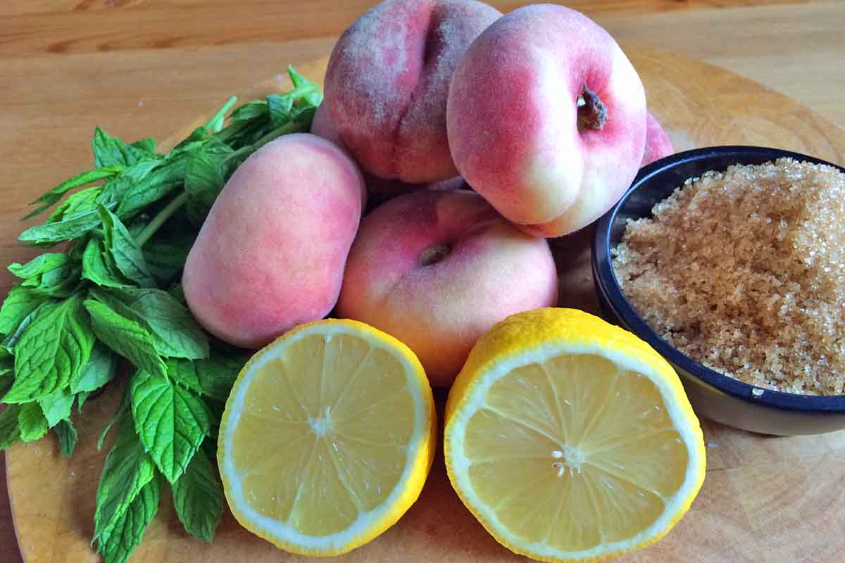 Peach mint crumble ingredients - Pikalily Food Blog