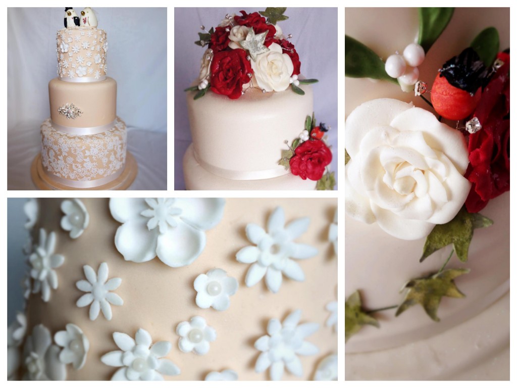 Wedding cake with handmade edible flowers - Pikalily food blog